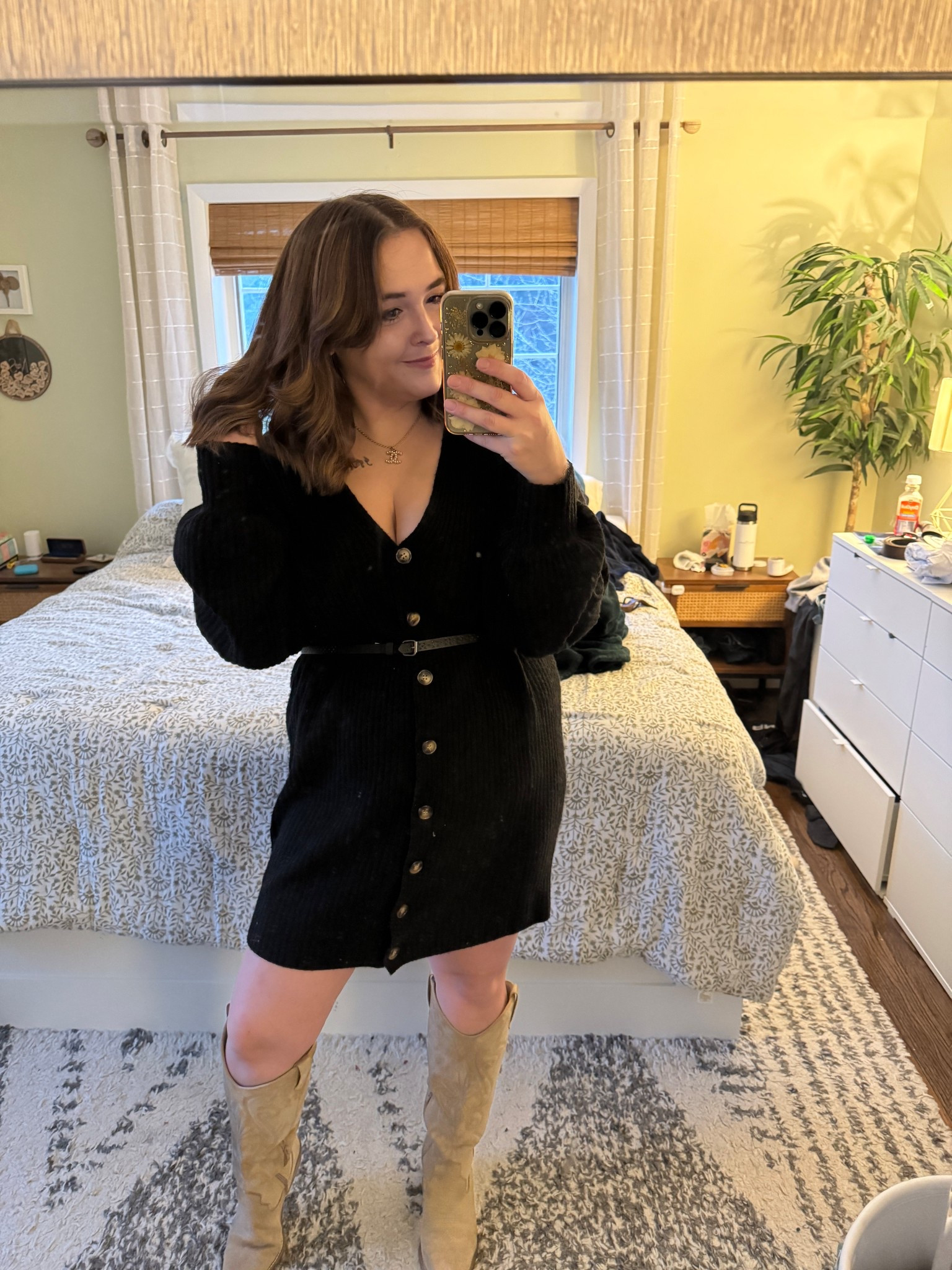 30% off my sweater dress! From moms night out this past weekend. This button down sweater dress would be perfect for a date night outfit or going out outfit! 

Runs large. Size down 1. 

#LTKootd #LTKSaleAlert #LTKSeasonal