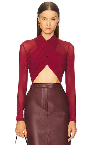 Bardot Aliyah Wrap Bodysuit in Burgundy from Revolve.com | Revolve Clothing (Global)
