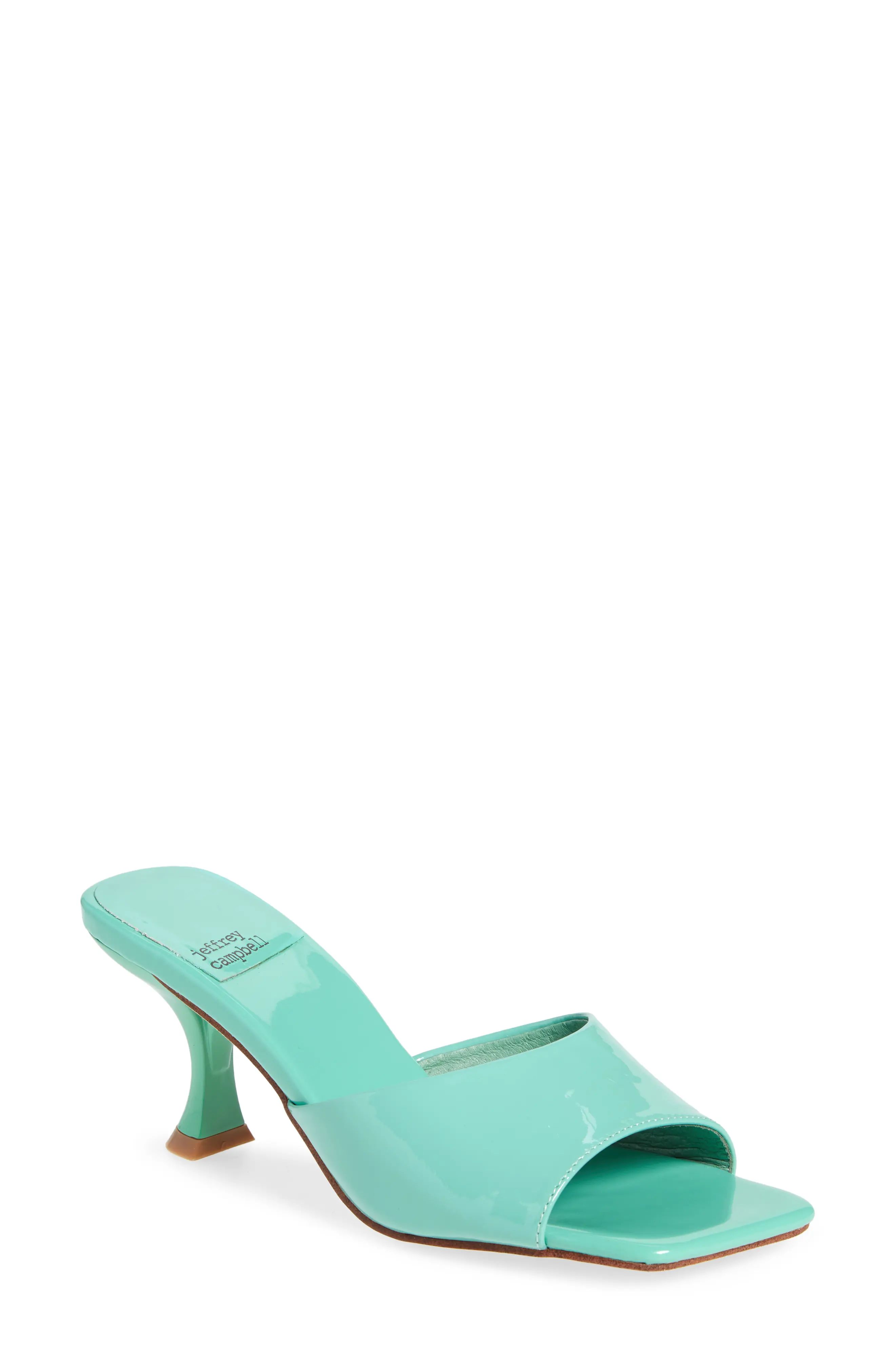 Jeffrey Campbell Mr-Big Slide Sandal, Size 6 in Seafoam Green Patent at Nordstrom | Nordstrom