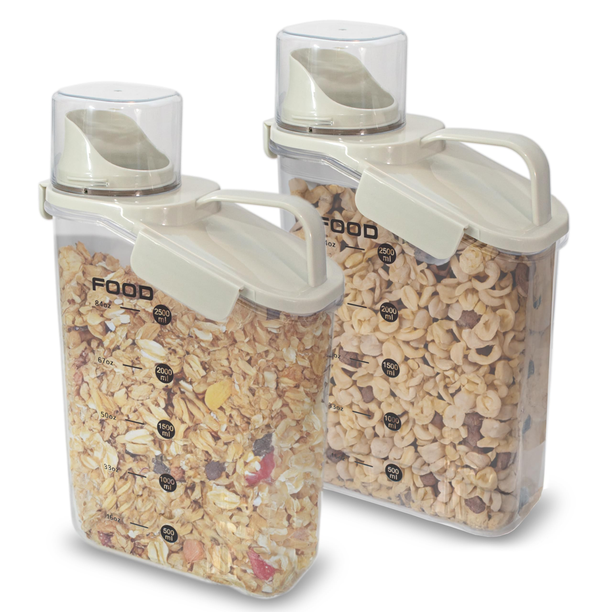 Two Pack Food & Cereal Storage Container - 2.6L Airtight Plastic Kitchen Organizer Bin with Pouri... | Amazon (US)
