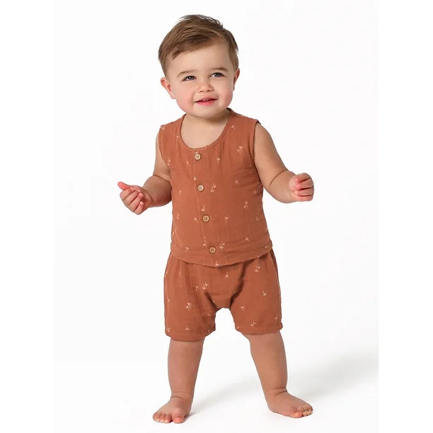 Modern Moments by Gerber Baby Boy Top and Short Outfit Set, 2 Piece, Sizes 0/3 Months-24 Months -... | Walmart (US)