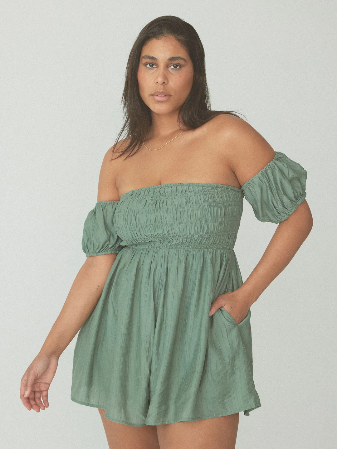 Puff Sleeve Brami Romper | Klassy