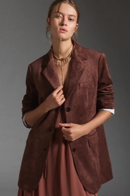 DOLAN Faux-Suede Boyfriend Blazer | Anthropologie (UK)