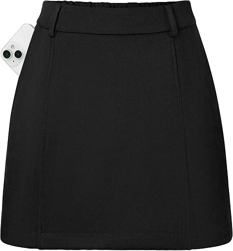 Kate Kasin Women Suede Mini Skirt with Shorts Fall Winter High Waist Skort | A Line Skirts with P... | Amazon (US)