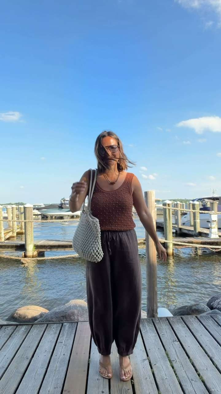 The most perfect tonal outfit for dinner at the lake! Everything runs TTS - wearing a size medium in all 🤎  

 #LTKootd #LTKSeasonal