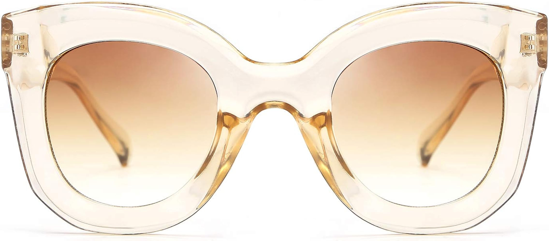 Retro Oversized Square Horn Sunglasses Men Women Big Thick Bold Frame B2572 | Amazon (US)