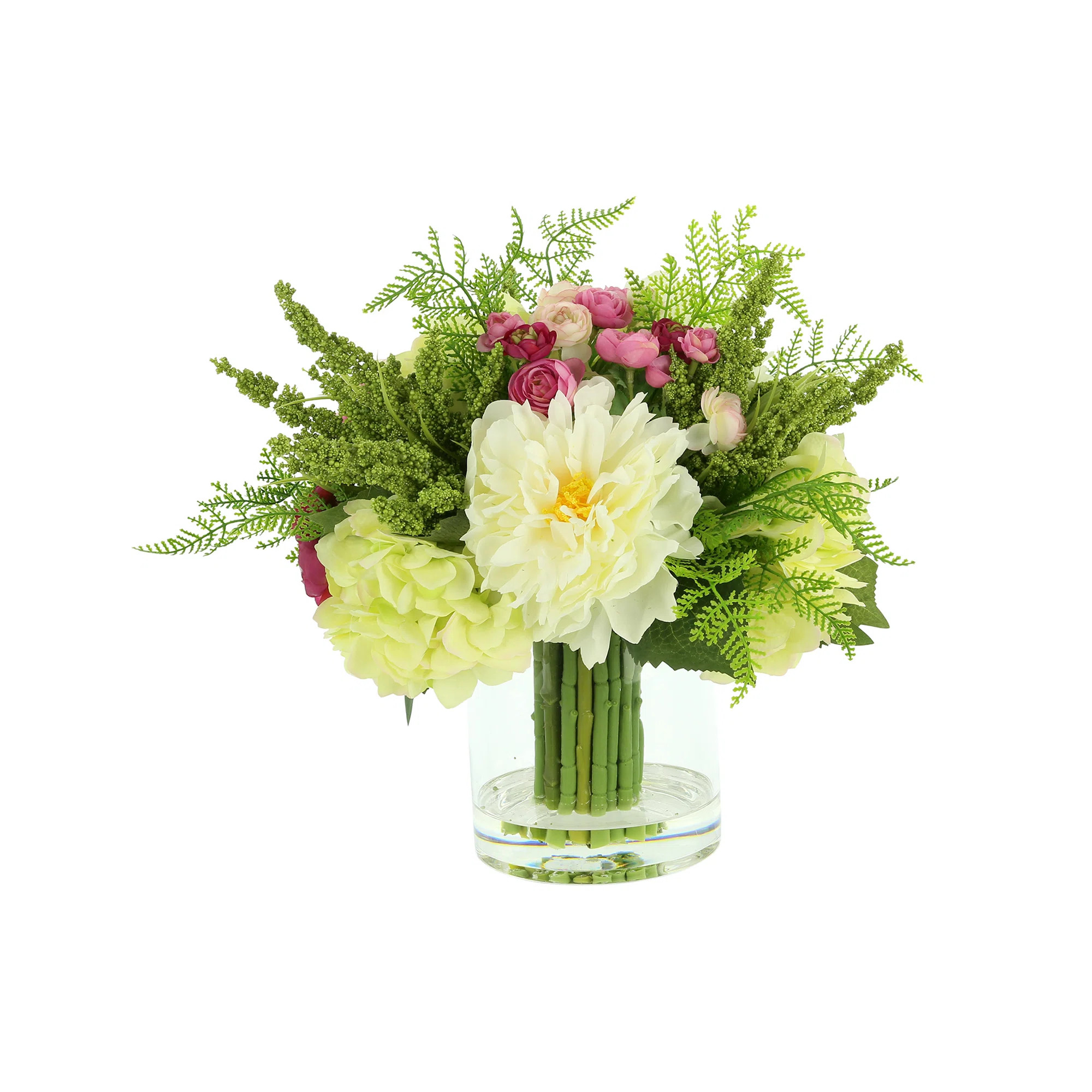 Polysilk Peony Arrangement in Vase | Wayfair North America