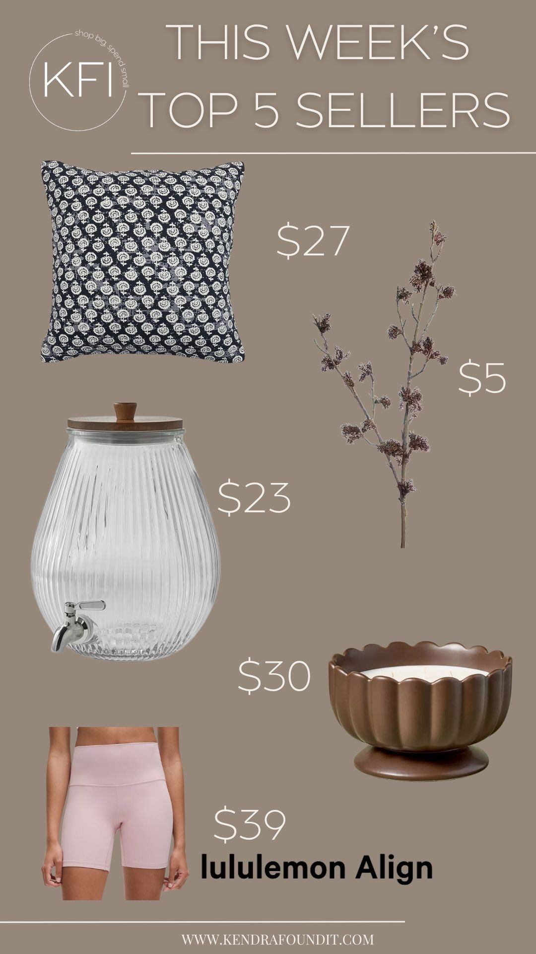 This week’s top 5 sellers are so good — and all of them are affordable, stylish, and perfect for a modern organic home. 
🖤 Lowes Modern Organic Pillow – This $27 pillow is the easiest way to refresh your sofa or bed for fall.
🍂 Michaels Faux Moss Stems – Just $5 and perfect for adding soft, textural greenery to a vase or fall centerpiece.
🥂 Walmart Fluted Drink Dispenser – A $23 entertaining essential that looks so much more expensive than it is.
🕯️ Target Fluted Candle – At $30, this one adds a warm glow and pretty sculptural detail to any console table or kitchen counter.
✨ Lululemon Align Shorts – On clearance for $39! My go-to pair for lounging, workouts, or under oversized sweaters.
These finds are all budget-friendly, easy to style, and small enough to store without taking up tons of space — perfect for building a curated, modern fall look at home.


#LTKHome #LTKStyleTip #LTKSeasonal