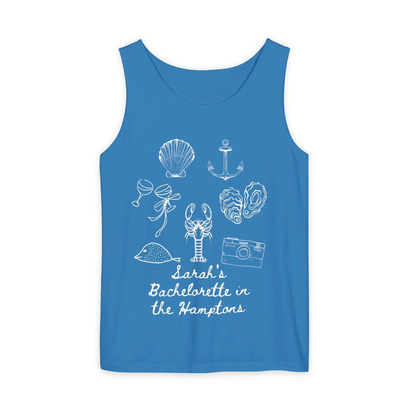 CUSTOM Beach Bachelorette Party royal Caribe Blue Unisex, Oversized Tank Top, Beach, Pool Oversiz... | Etsy (US)