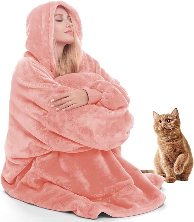 Lengthened Oversized Blanket Hoodie Wearable Blanket Sweatshirt for Women Adult and Kids - Light ... | Amazon (US)