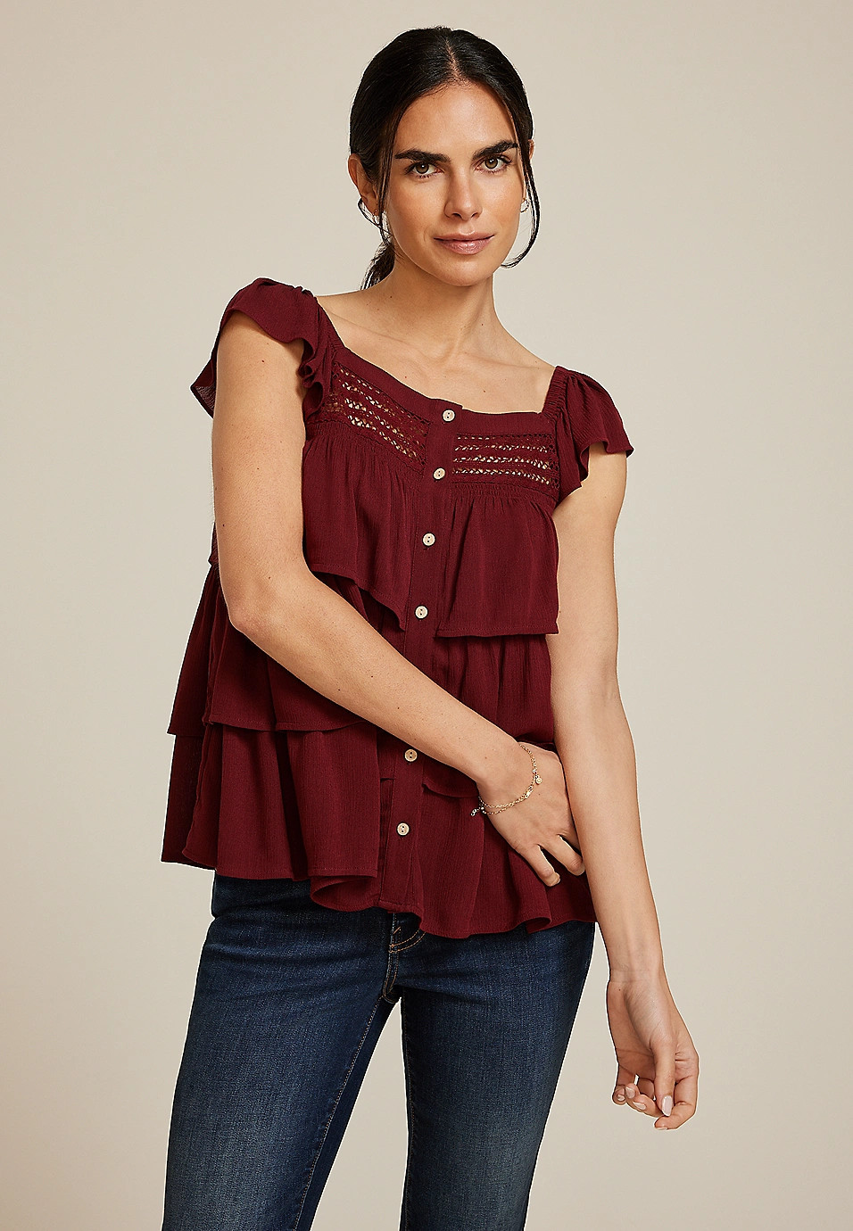 Tiered Babydoll Blouse | Maurices