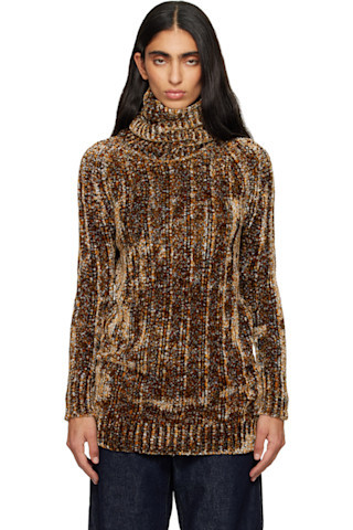 Brown Long Viscose Turtleneck | SSENSE