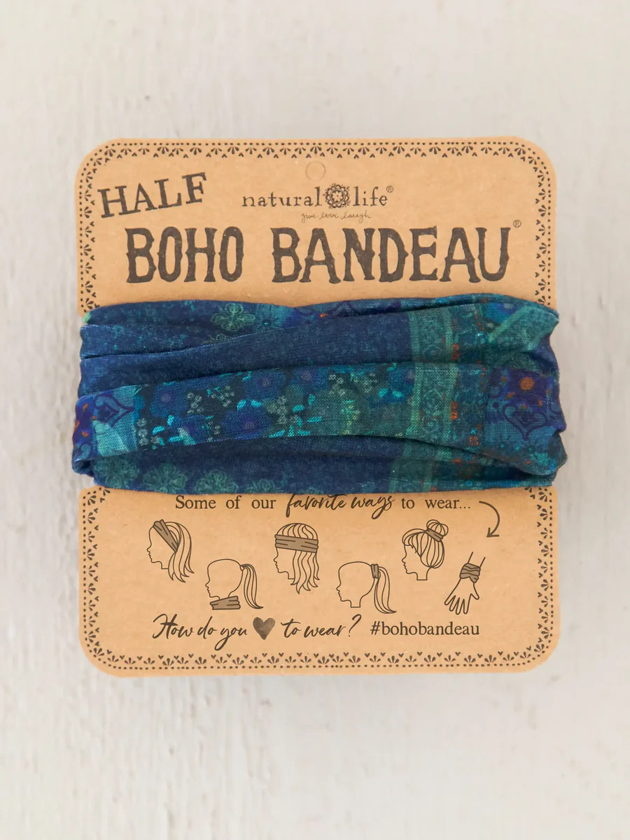 Half Boho Bandeau® Headband - Indigo Patchwork | Natural Life