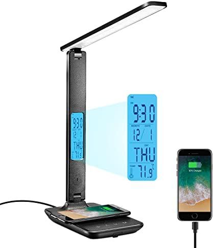 Desk Lamp, LED Desk Lamp with Wireless Charger, USB Charging Port, Adjustable Foldable ​Table L... | Amazon (US)