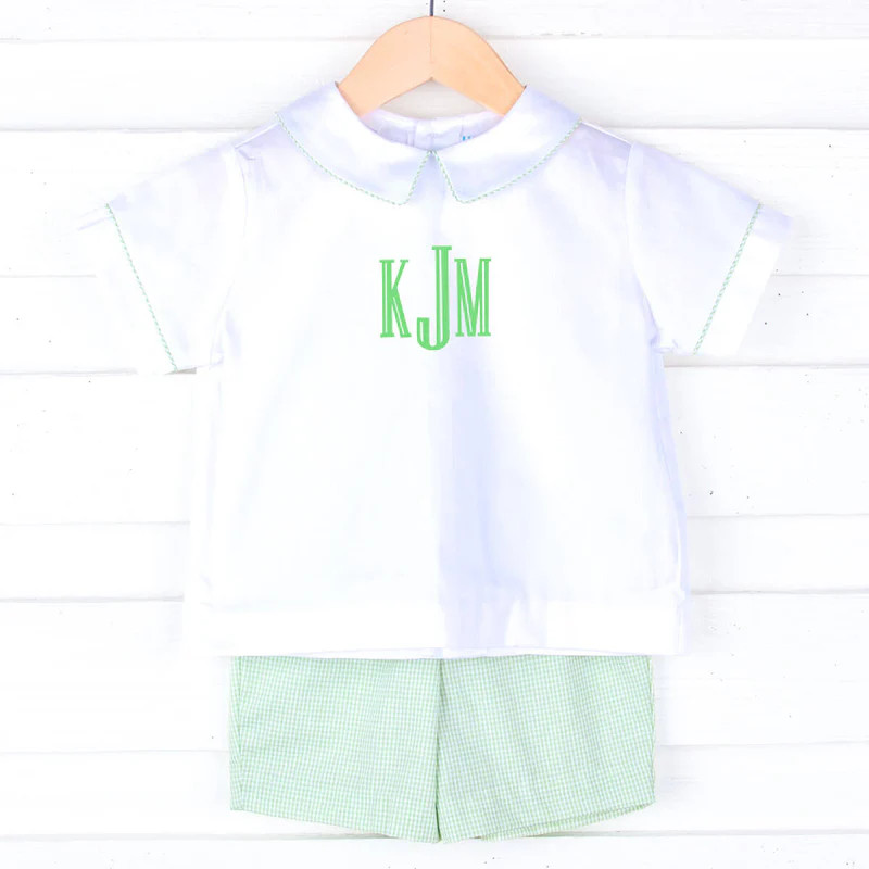 Light Green Gingham Collared Short Set | Classic Whimsy