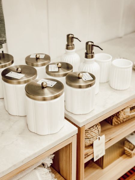 Milk glass bathroom accessories from Hearth & Hand. 

#LTKHome #LTKFindsUnder50