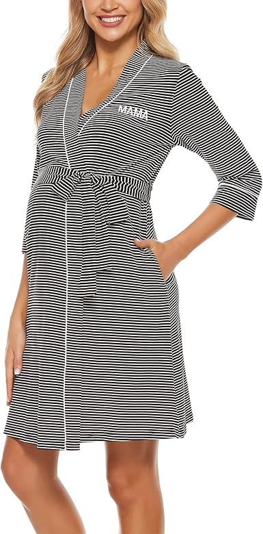 Molliya Maternity Nursing Robe Women Printed Pregnancy Hospital Delivery Pockets Bathrobe | Amazon (US)