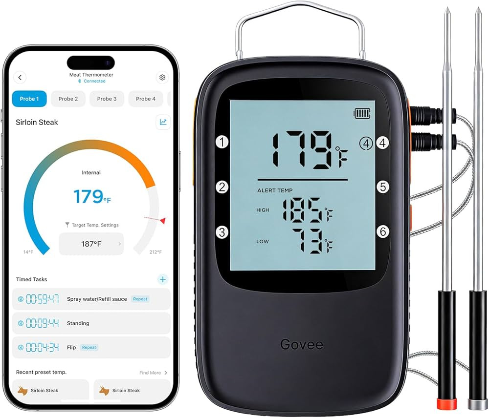 Govee Bluetooth Meat Thermometer, Wireless Meat Thermometer for Smoker Oven, Digital Grill Thermo... | Amazon (US)