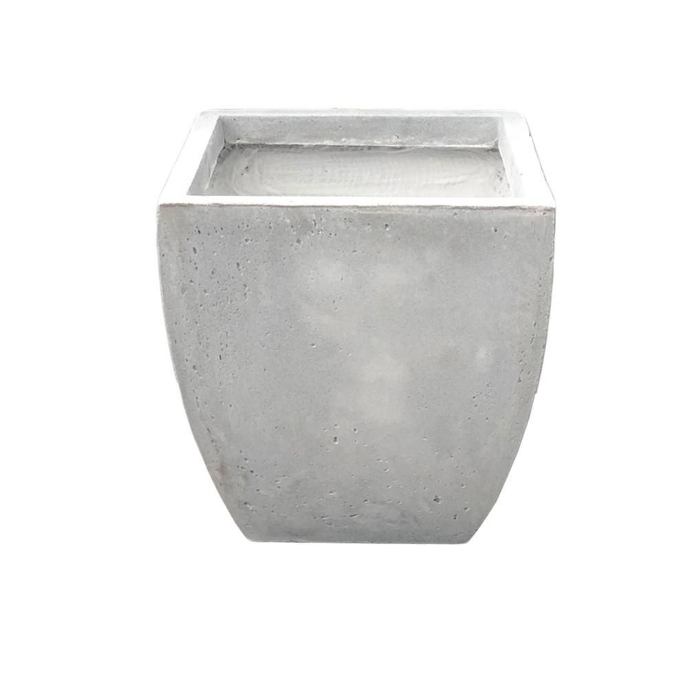 17.7 in. Tall Natural Lightweight Concrete Modern Flared Square Planter | The Home Depot