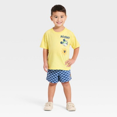 Toddler Boys' 2pc Disney Mickey Mouse Surf T-Shirt & Shorts Set - Yellow 5T | Target