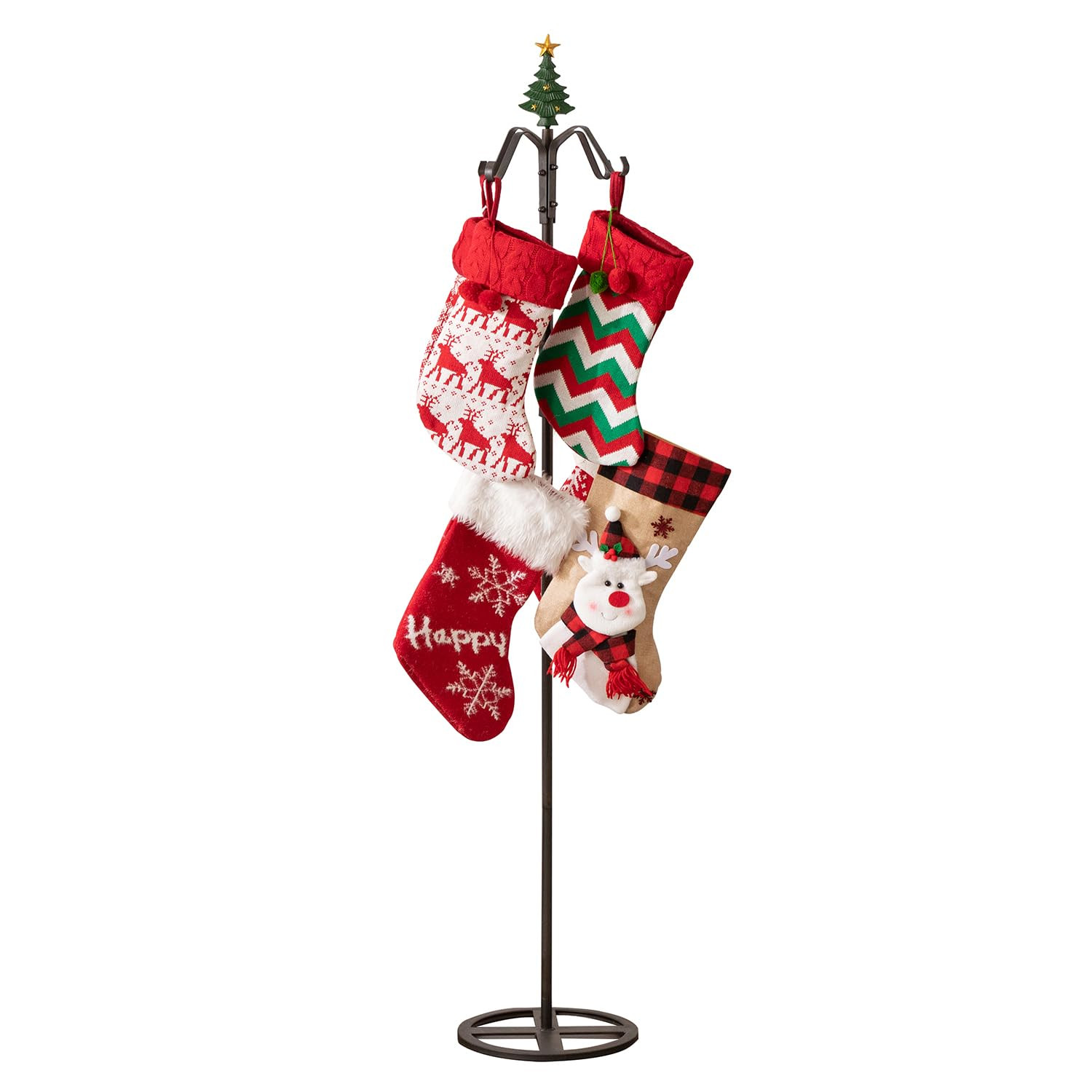 67" H Freestanding Stocking Holder Stand, Christmas Metal Stocking Hanger for Floor with 8 Hooks,... | Amazon (US)