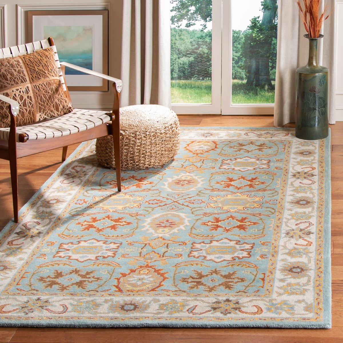 Heritage HG-734 Light Blue/Ivory (A) Wool Hand-Tufted Area Rug | Rugs Direct