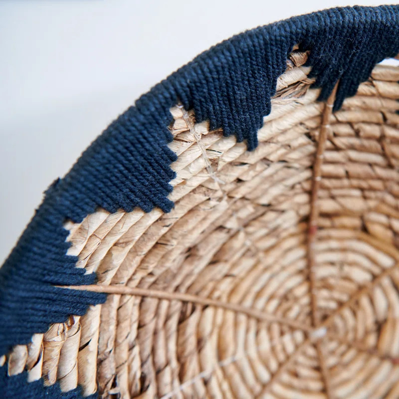 Hand Woven Water Hyacinth Basket Wall Hanging With Cotton Accent | Wayfair North America