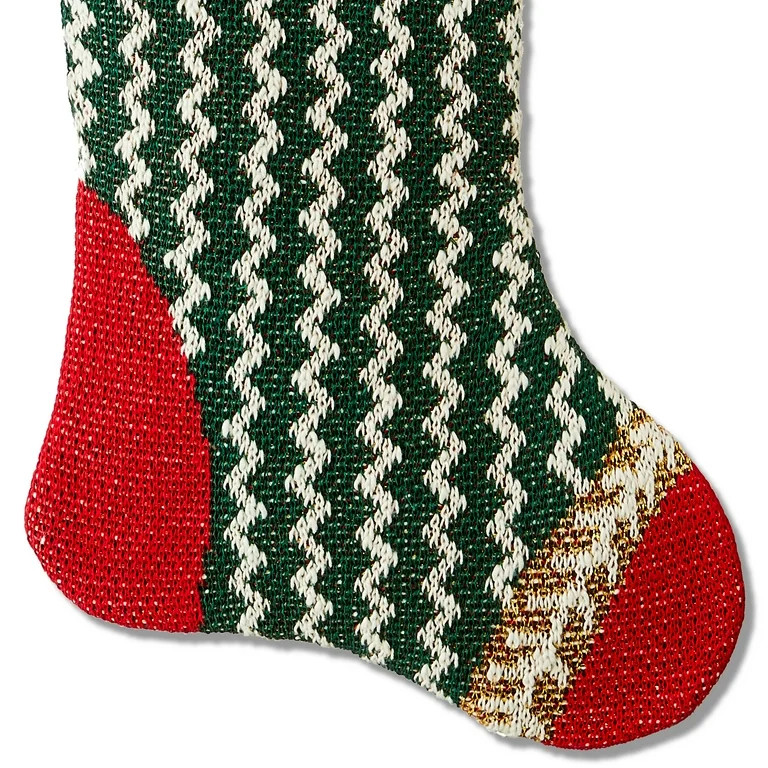 Knit Dot Christmas Stocking, Green and White, 21", by Holiday Time | Walmart (US)