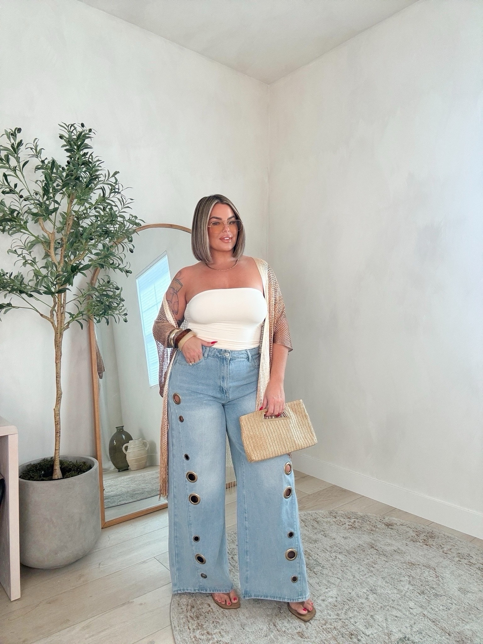 Jeans xl great length for me with a little heel. I would size up in the jeans I’m typically a size 12 for reference. 
Top L 
Cover up one size 
Linked my favorite body glow combo at the moment. Ulta has a great deal on the combo I listed.

Follow my shop @shaynaslife on the @shop.LTK app to shop this post and get my exclusive app-only content!

#liketkit 
@shop.ltk
https://liketk.it/6gsqo

Follow my shop @shaynaslife on the @shop.LTK app to shop this post and get my exclusive app-only content!

#liketkit 
@shop.ltk
https://liketk.it/6gEWm