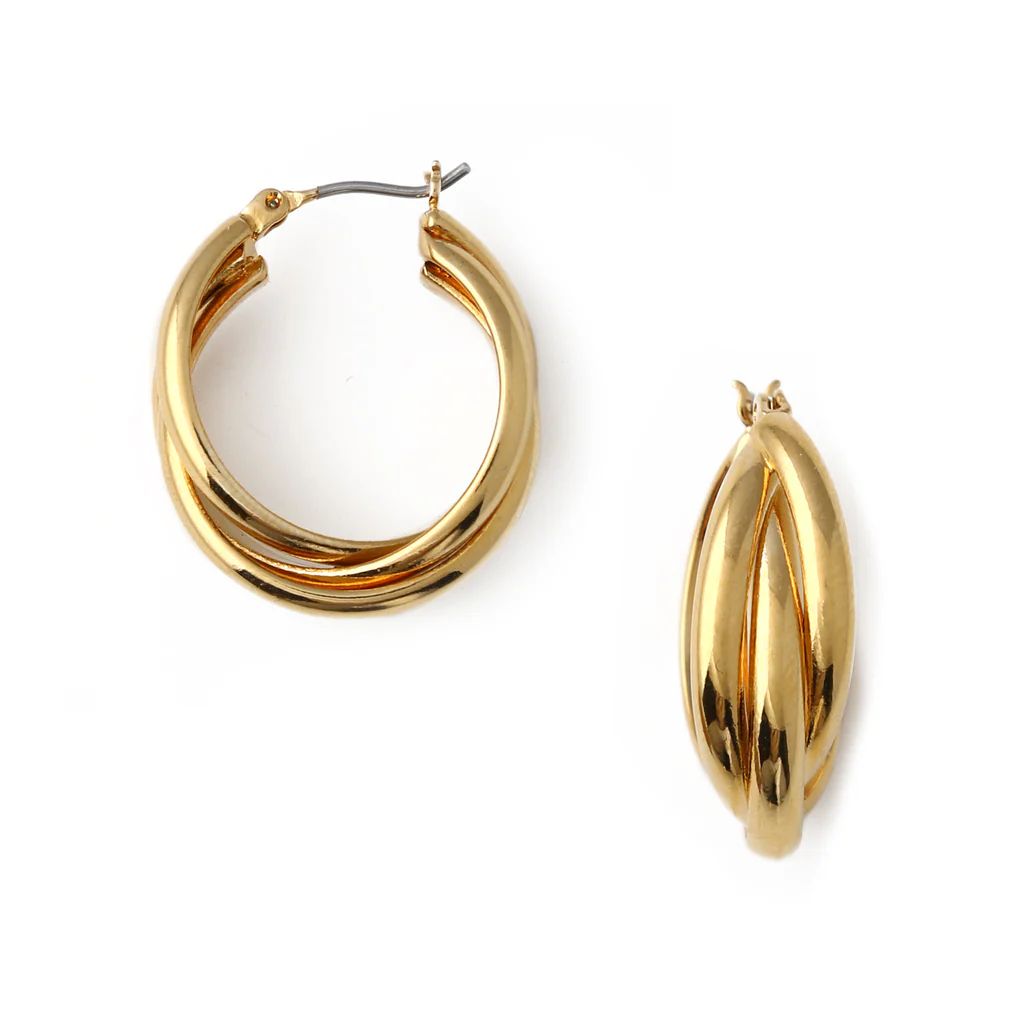 Interlocking Hoop Earrings - Gold | Orelia London