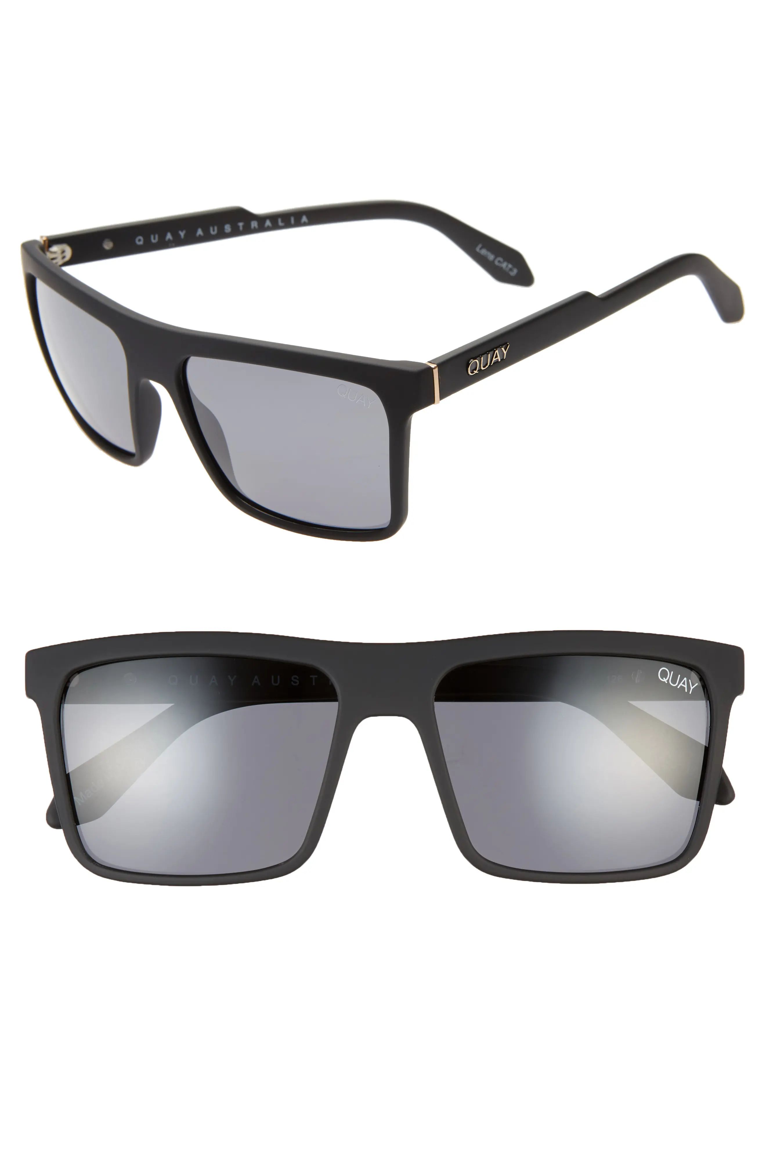 Men's Quay Australia Let It Run 57mm Polarized Sunglasses - Matte Black/ Smoke | Nordstrom