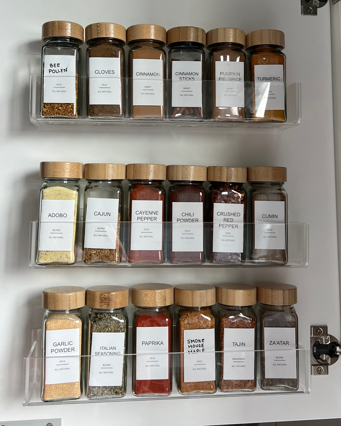 My spice rack organization for behind the cabinet to save space and keep spices accessible! 

#LTKHome