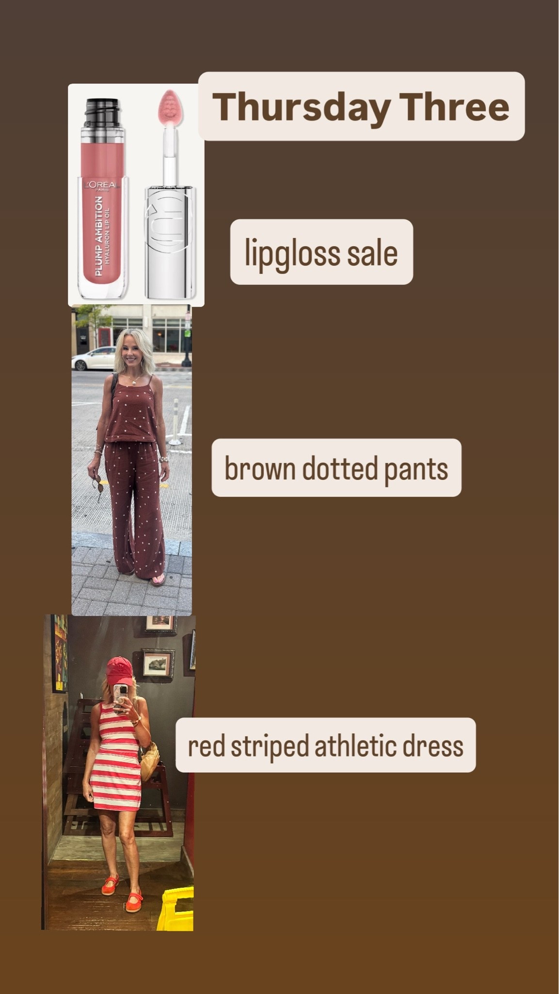 Thursday Three-#athleticdress #polkadots #matchingset #lipgloss #sale

#LTKOver40 #LTKSaleAlert #LTKPetite