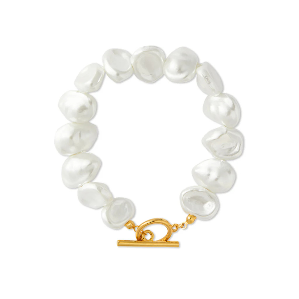 Statement Organic Pearl T-Bar Bracelet | Orelia