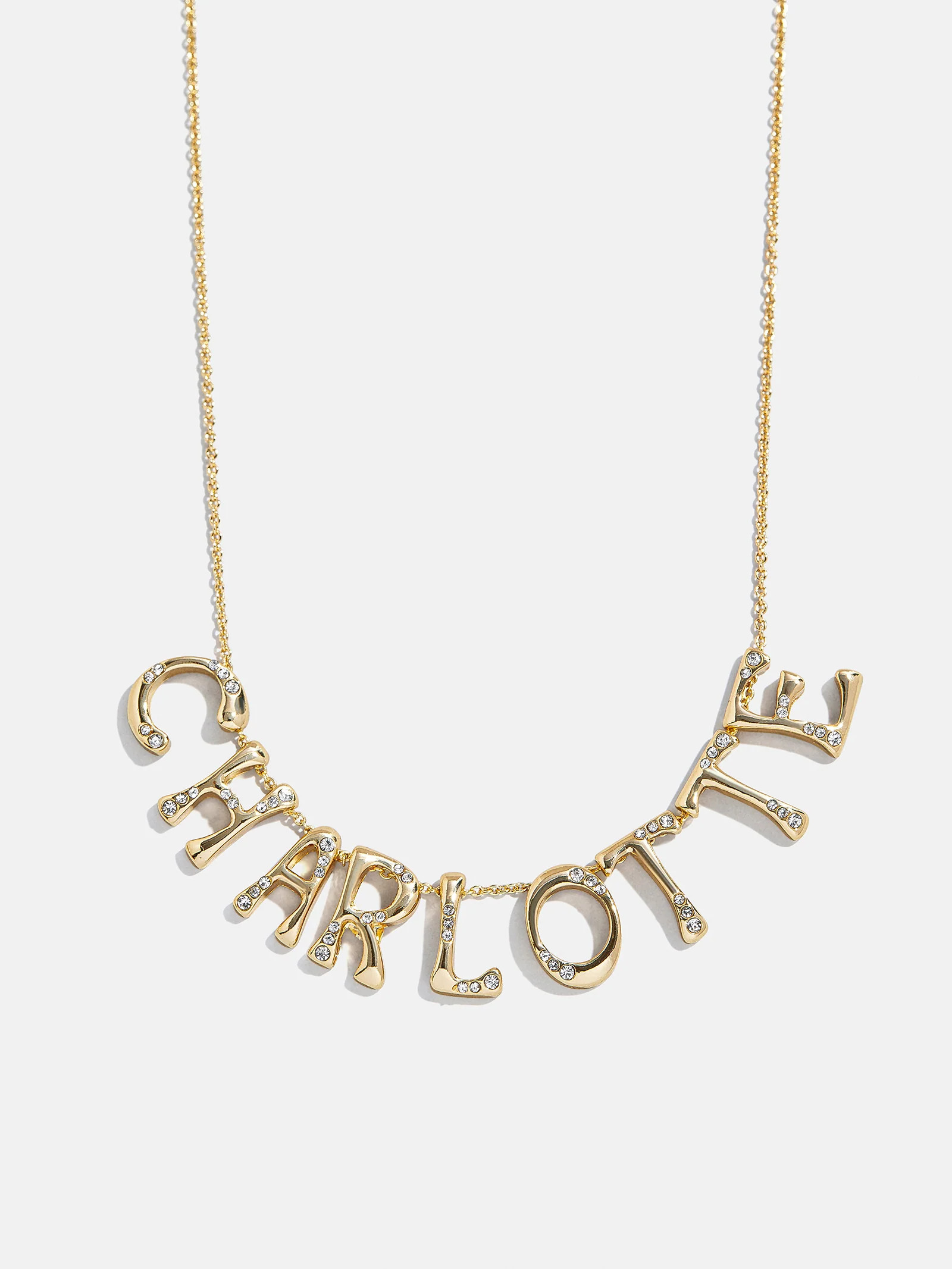 Organic Letter Custom Necklace - Gold/Pavé | BaubleBar