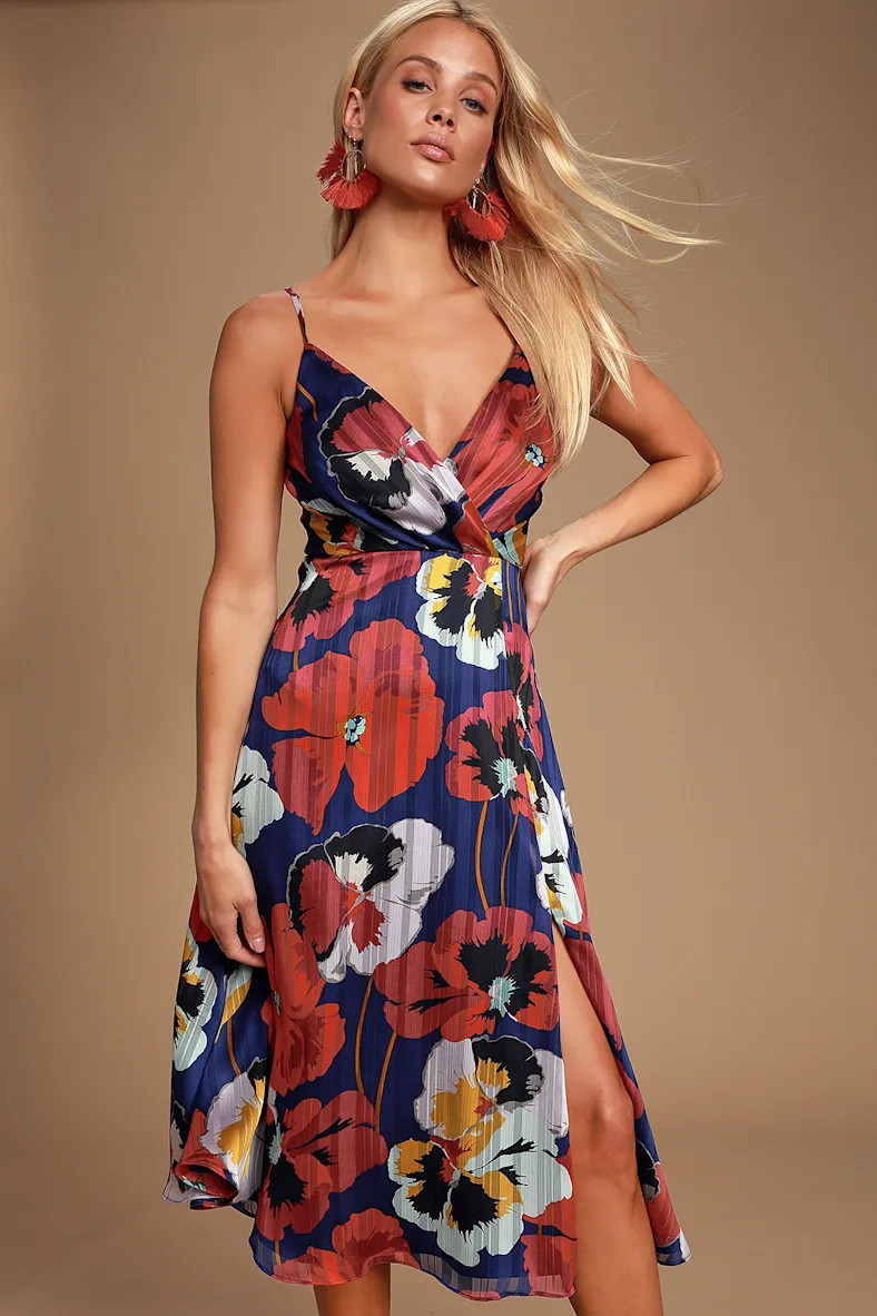 All About Love Royal Blue Floral Print Midi Dress | Lulus (US)