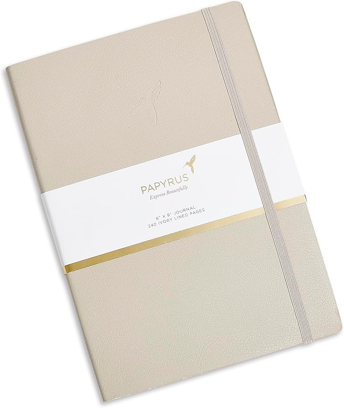 Papyrus 6x8 Bio-Based Faux Leather Journal with 240 Pages, Gold Gilded Edges, and Elegant Flap, I... | Amazon (US)