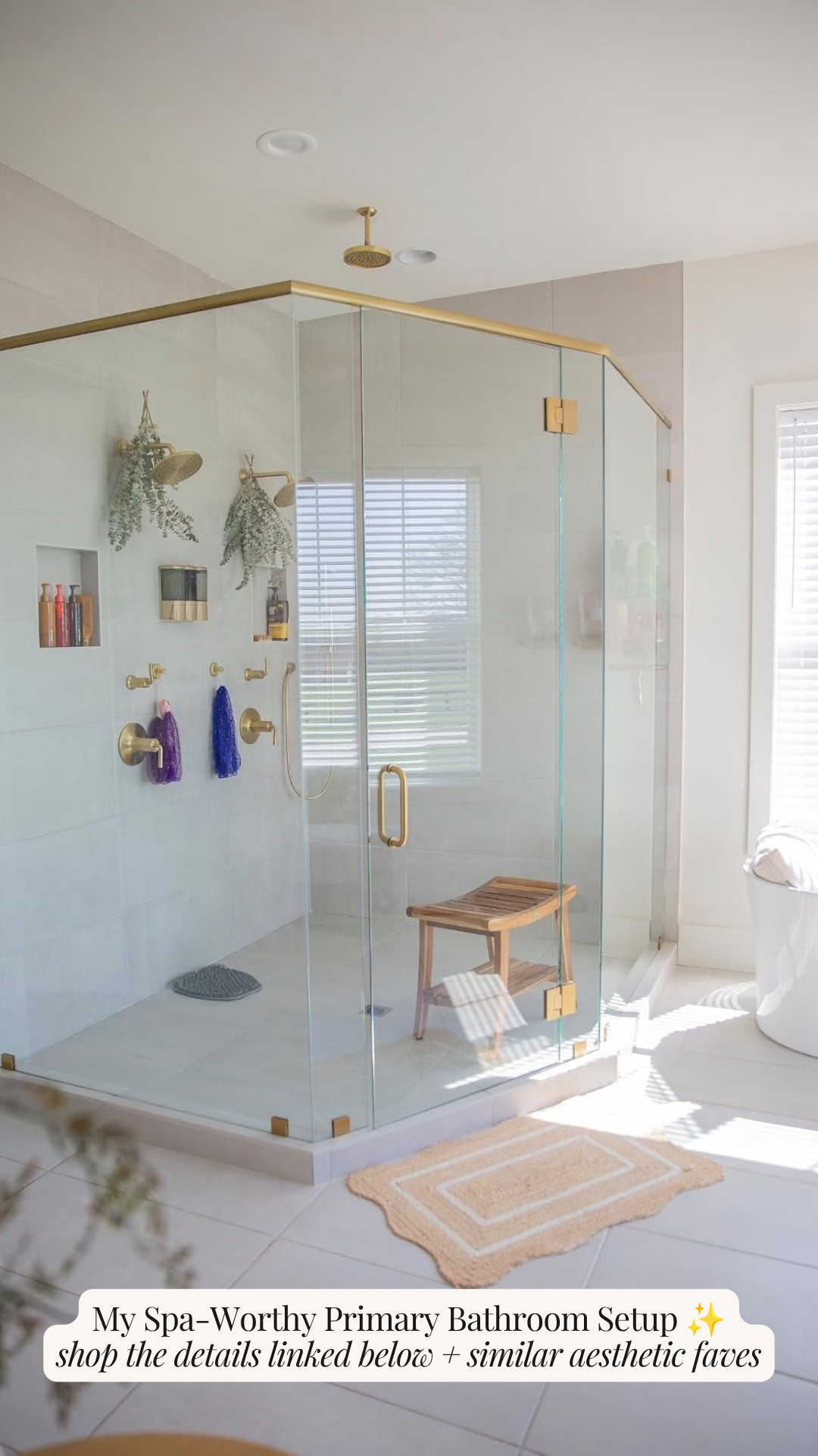 Turning your daily shower into a relaxing spa-like experience makes all the difference! ✨

This setup pairs sleek brushed gold fixtures with refreshing eucalyptus bundles, a wooden shower bench, wall-mounted soap dispensers, and soft neutral bath mats to create the ultimate serene sanctuary.

Shop my spa-worthy primary bathroom setup and similar aesthetic faves linked below! 🛒

Follow for more @OPERATION_NIKI on IG, TikTok, & Facebook 

 #BathroomGoals #SpaSanctuary #PrimaryBathroom #OperationNiki #AmazonHome #HomeDecor #ShowerInspo #BathroomDesign #ShoppingHaul

#LTKHome