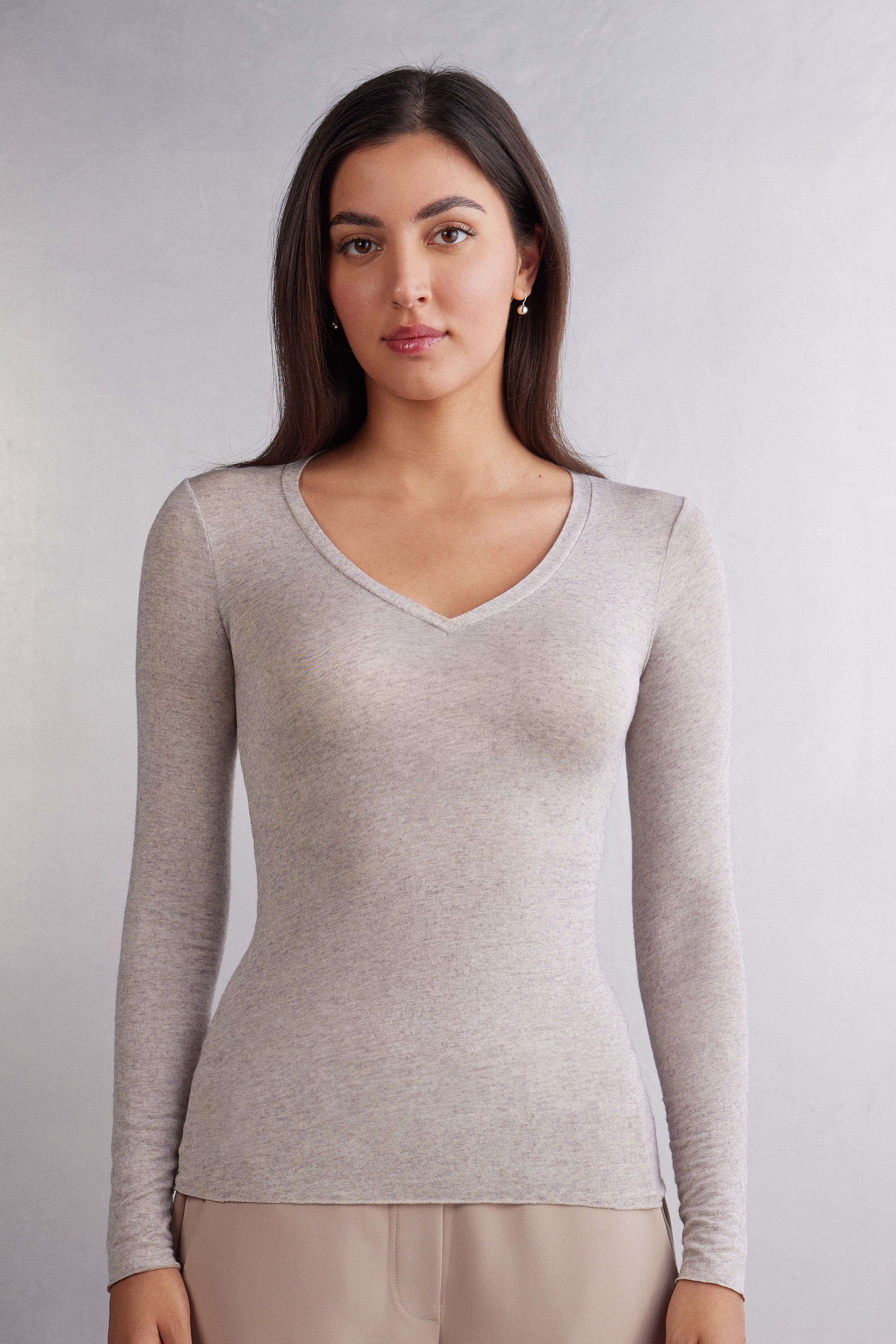 V-neck top in Modal Ultralight with Cashmere | Intimissimi (US)