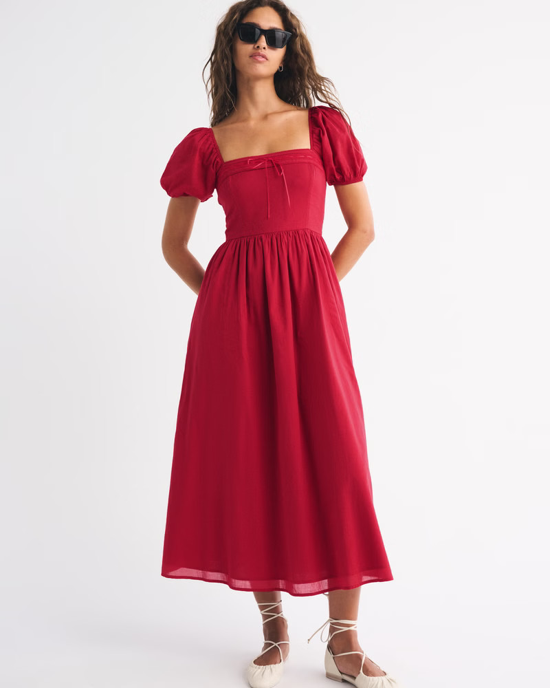 The A&F Emerson Puff Sleeve Midi Dress | Abercrombie & Fitch (US)
