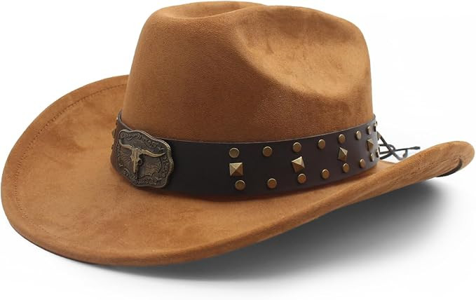 LIDHAY Cowboy Hat for Women Men with Shapeable Wide Brim Western Suede Hat for Cowboys and Cowgir... | Amazon (US)