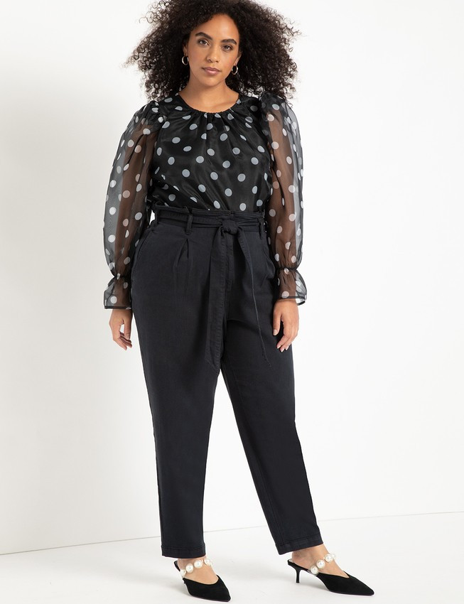 Relaxed Paperbag Jean - Washed Black | Eloquii