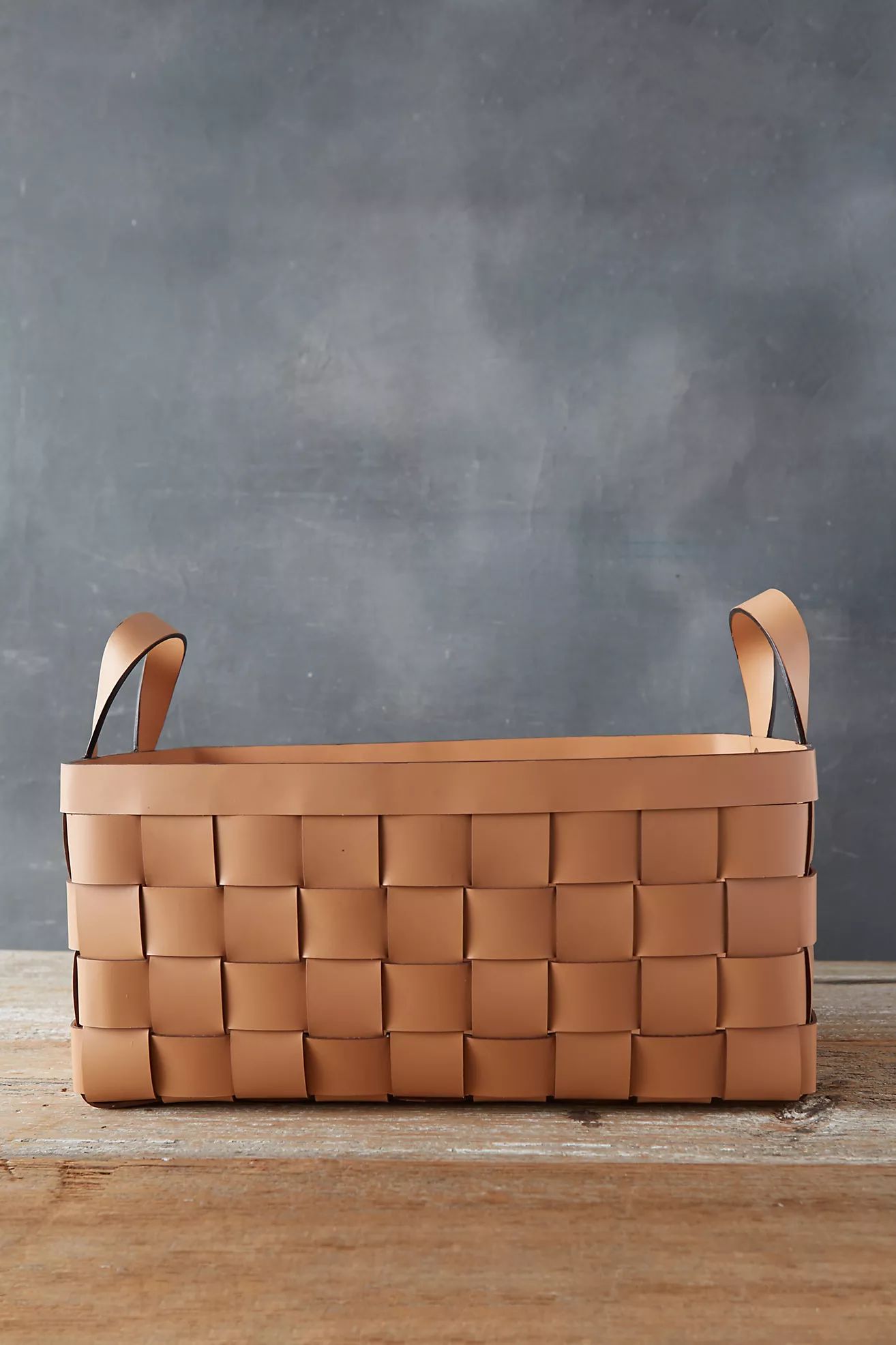 Wide Weave Leather Basket | Anthropologie (US)