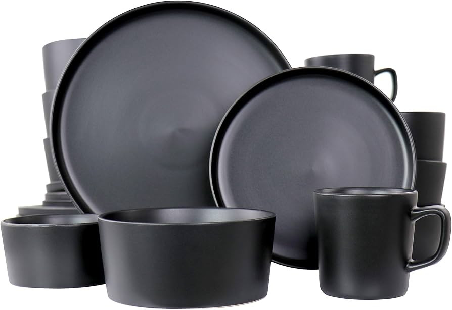 Elama Luxmatte Contemporary Dinnerware Set, 20 Piece, Black | Amazon (US)