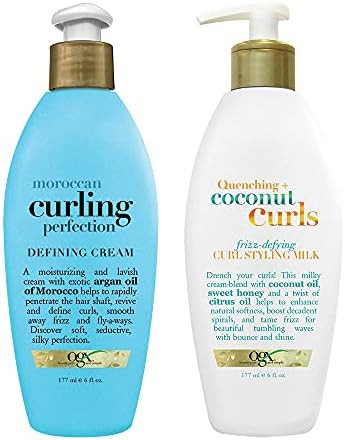 OGX Argan Oil of Morocco Curling Perfection Curl-Defining Cream, Hair-Smoothing Anti-Frizz Cream wit | Amazon (US)