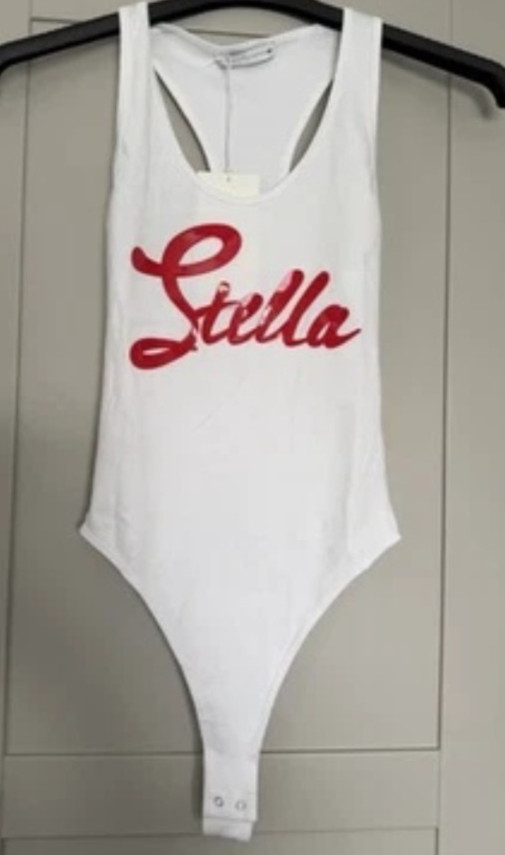 Stella McCartney x H&M sz XS Xsmall White body Bodysuit Stella print racer back | eBay UK