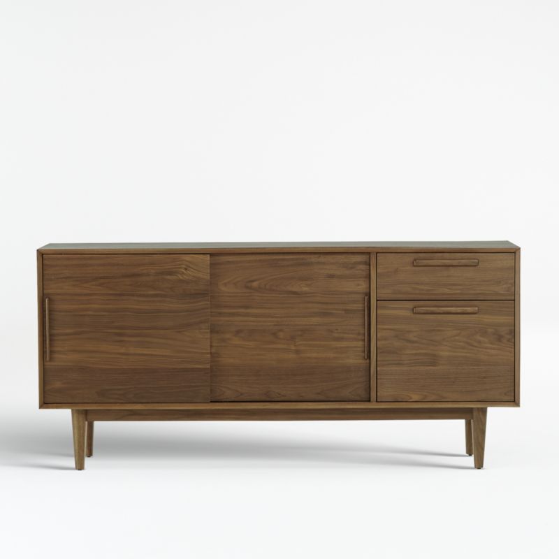 Tate Walnut 64.5" Credenza/Storage Media Console + Reviews | Crate & Barrel | Crate & Barrel