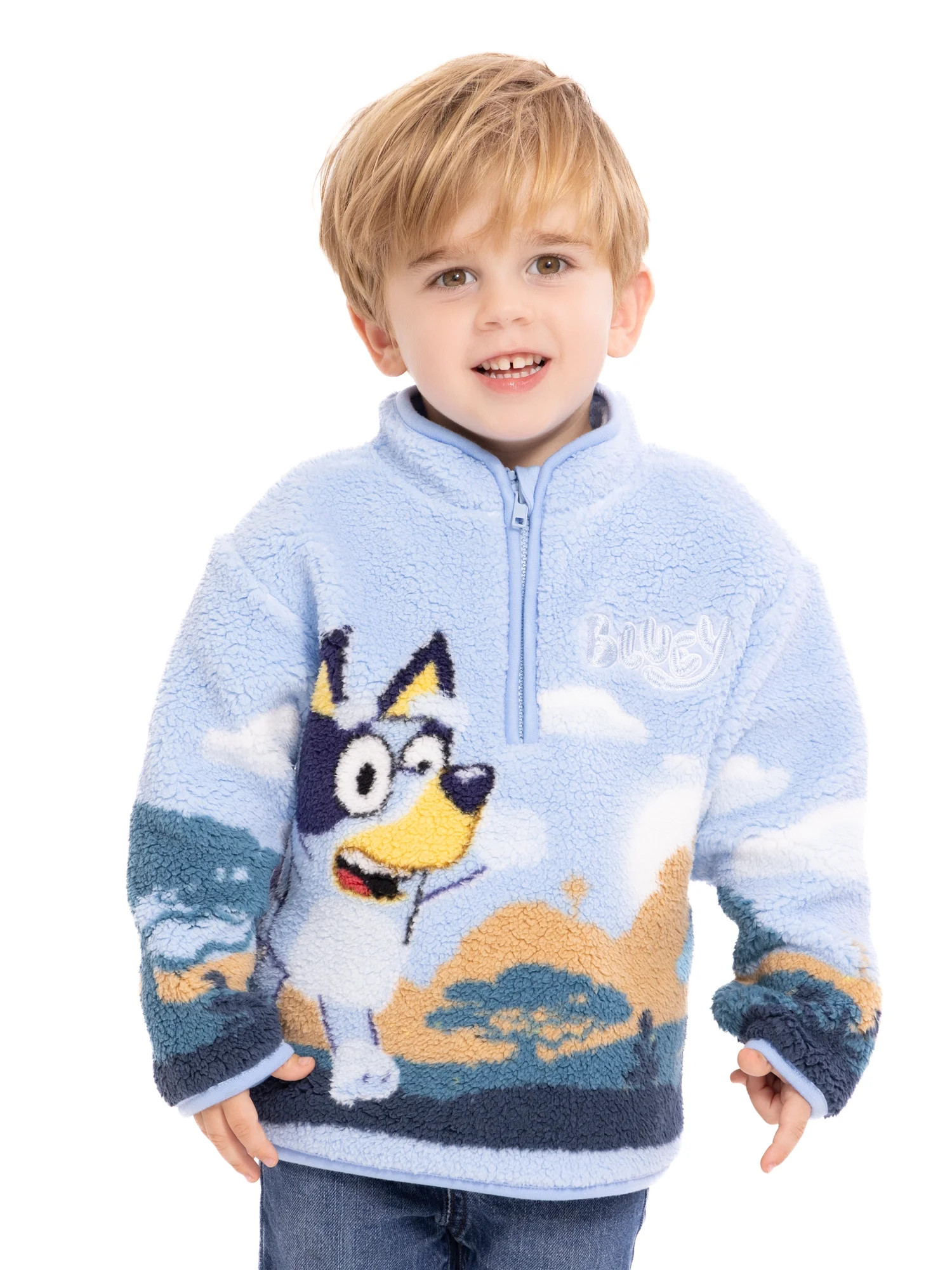 Bluey Toddler Boys Plush Graphic Half Zip Sweatshirt, Sizes 12M-5T | Walmart (US)