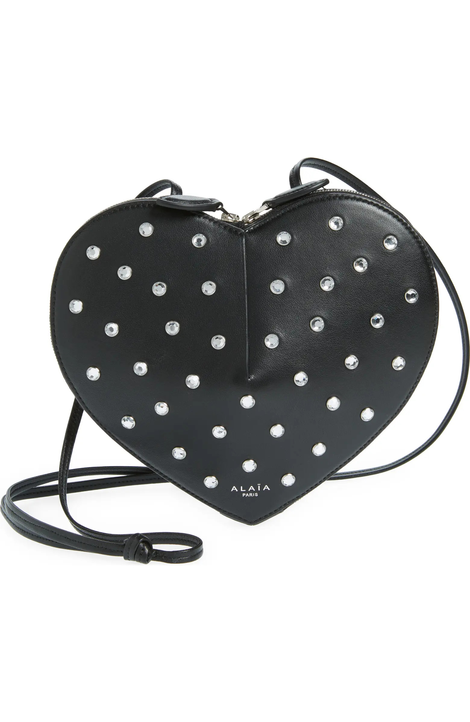 Alaïa Le Coeur Crystal Embellished Lambskin Leather Crossbody Bag | Nordstrom | Nordstrom