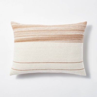 Textured Striped Lumbar Throw Pillow Cream/Cognac - Threshold™ designed with Studio McGee | Target